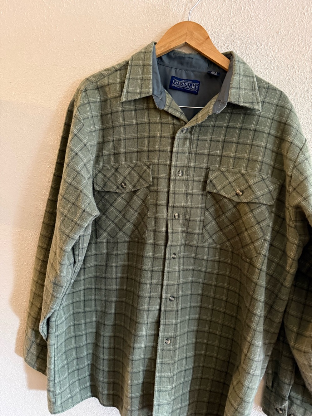 Shaver Lake men’s olive green plaid flannel shirt size XL